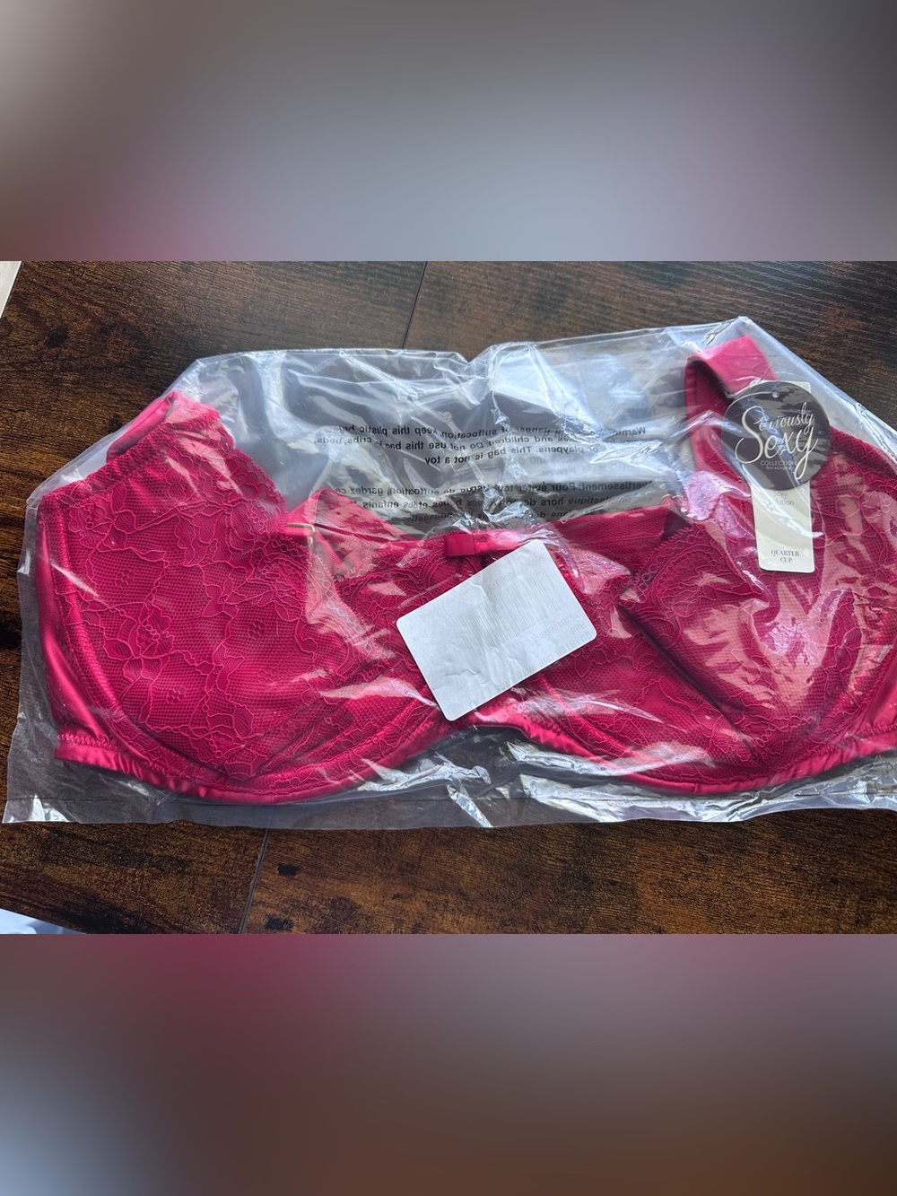 Cacique Seriously Sexy Red Lace Quarter Cup Bra 42DDD NWT